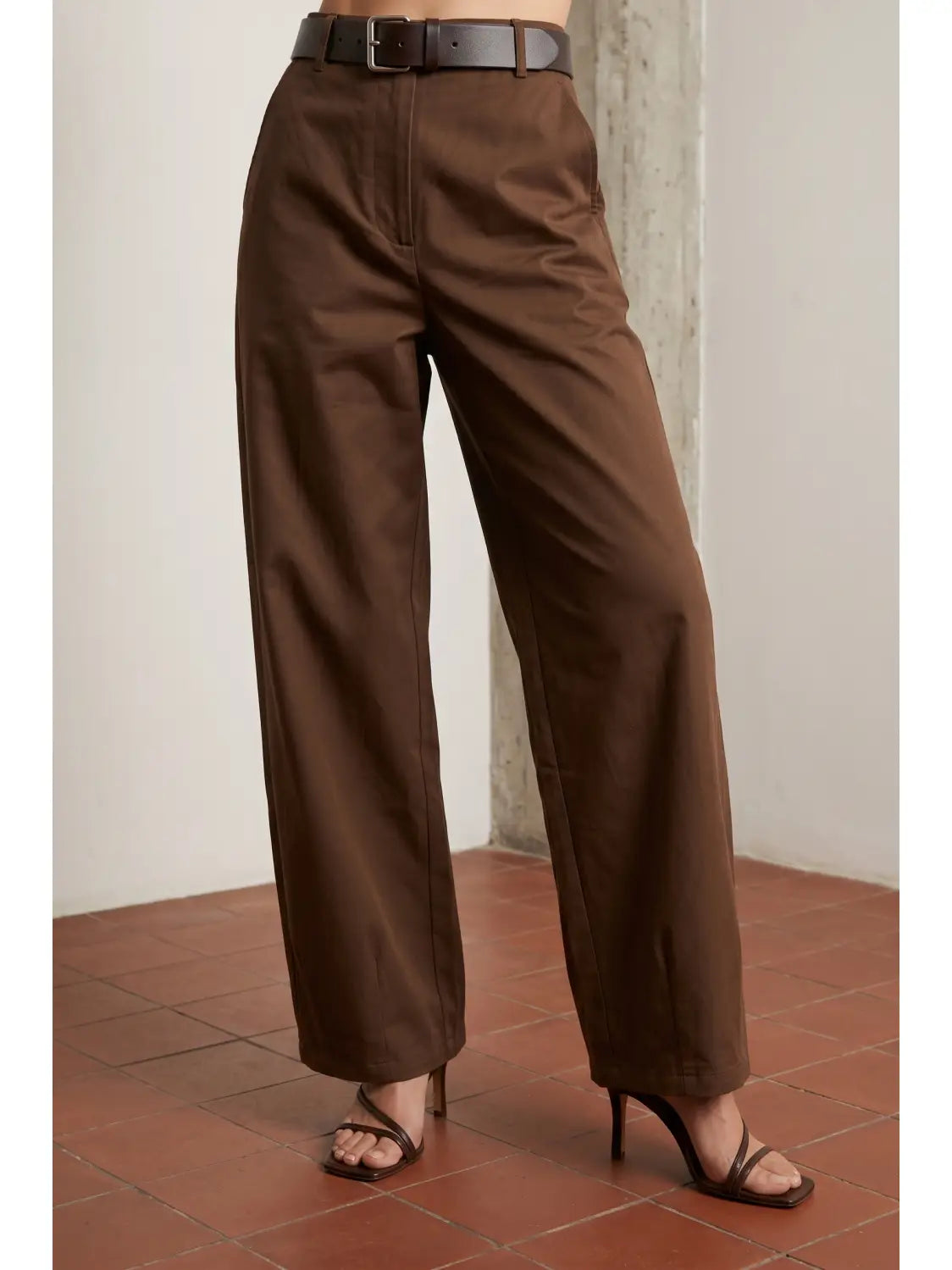 Belted Twill Barrel Pants