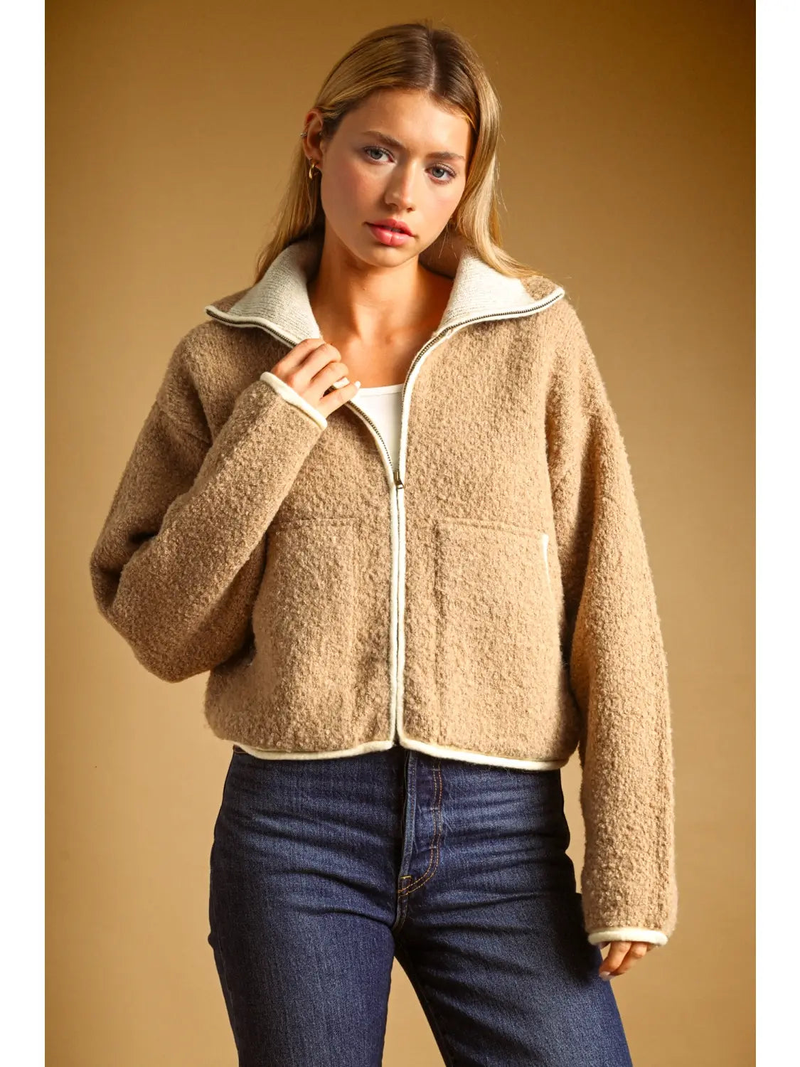 High Neck Zipper Closure Jacket