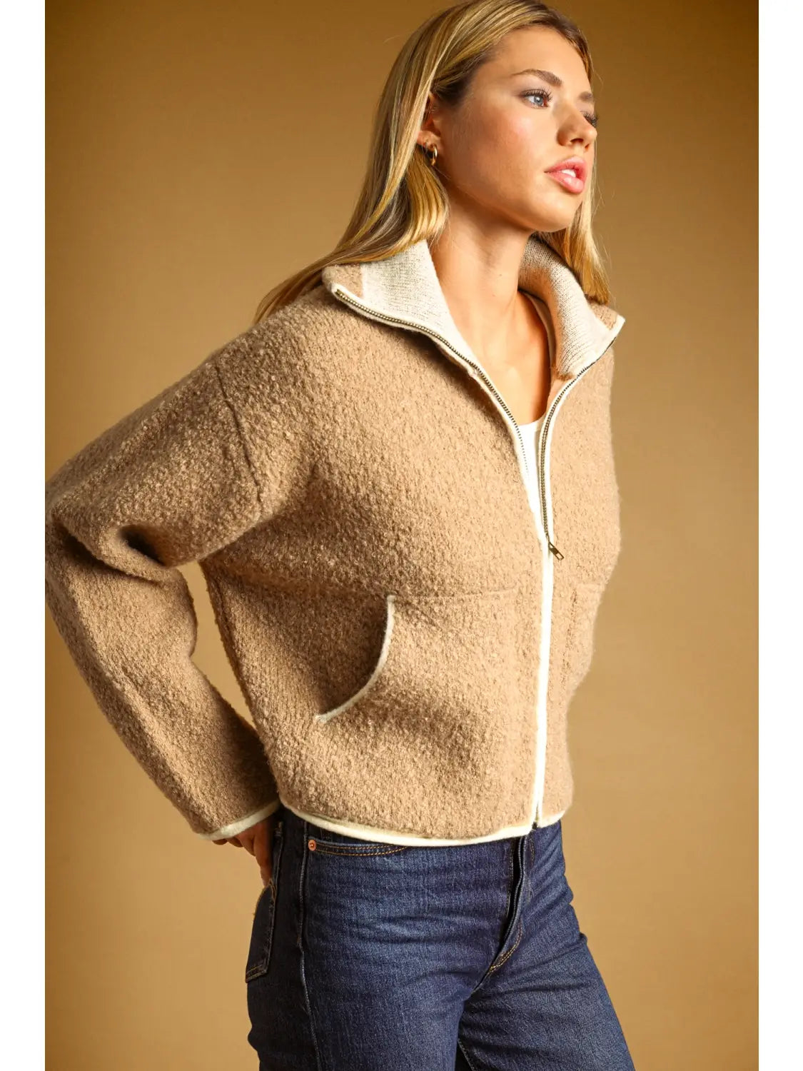 High Neck Zipper Closure Jacket
