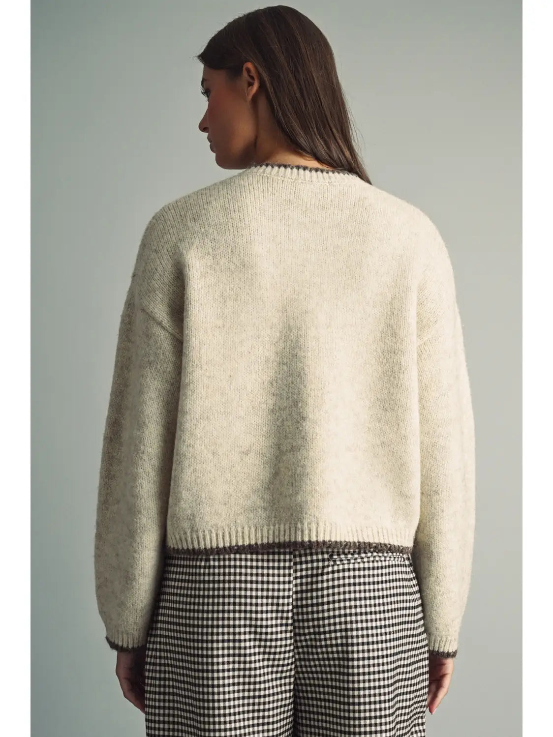 Cozy Knit Cardigan with Pocket Embroidery
