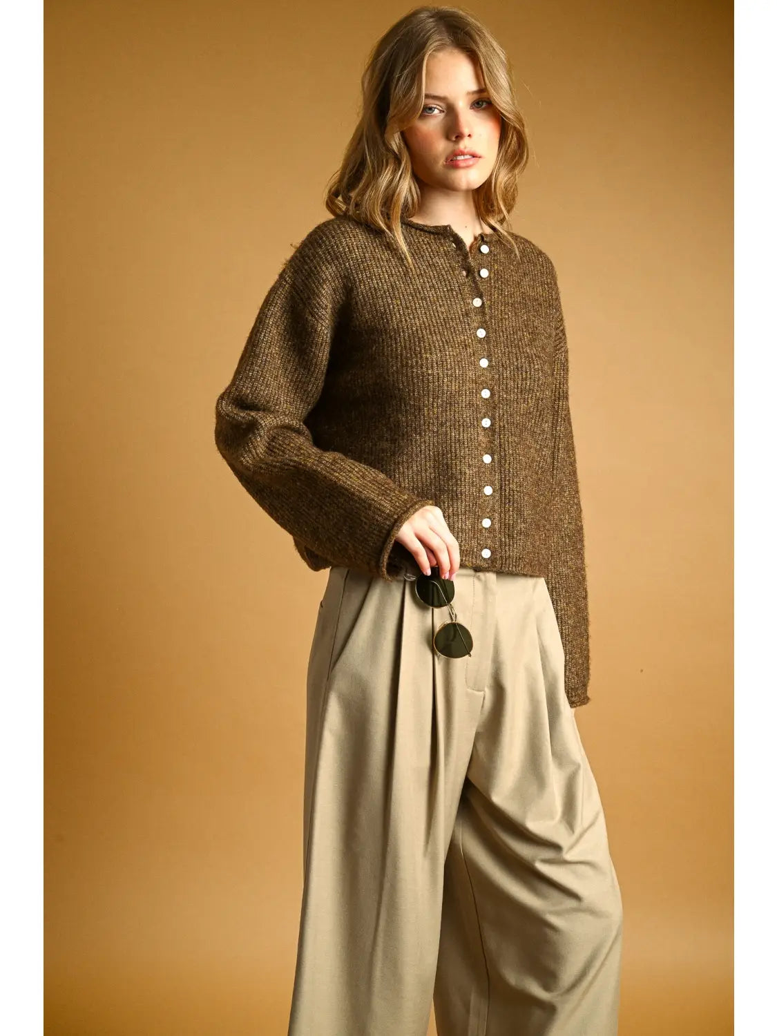 Button Front Ribbed Sweater Cardigan
