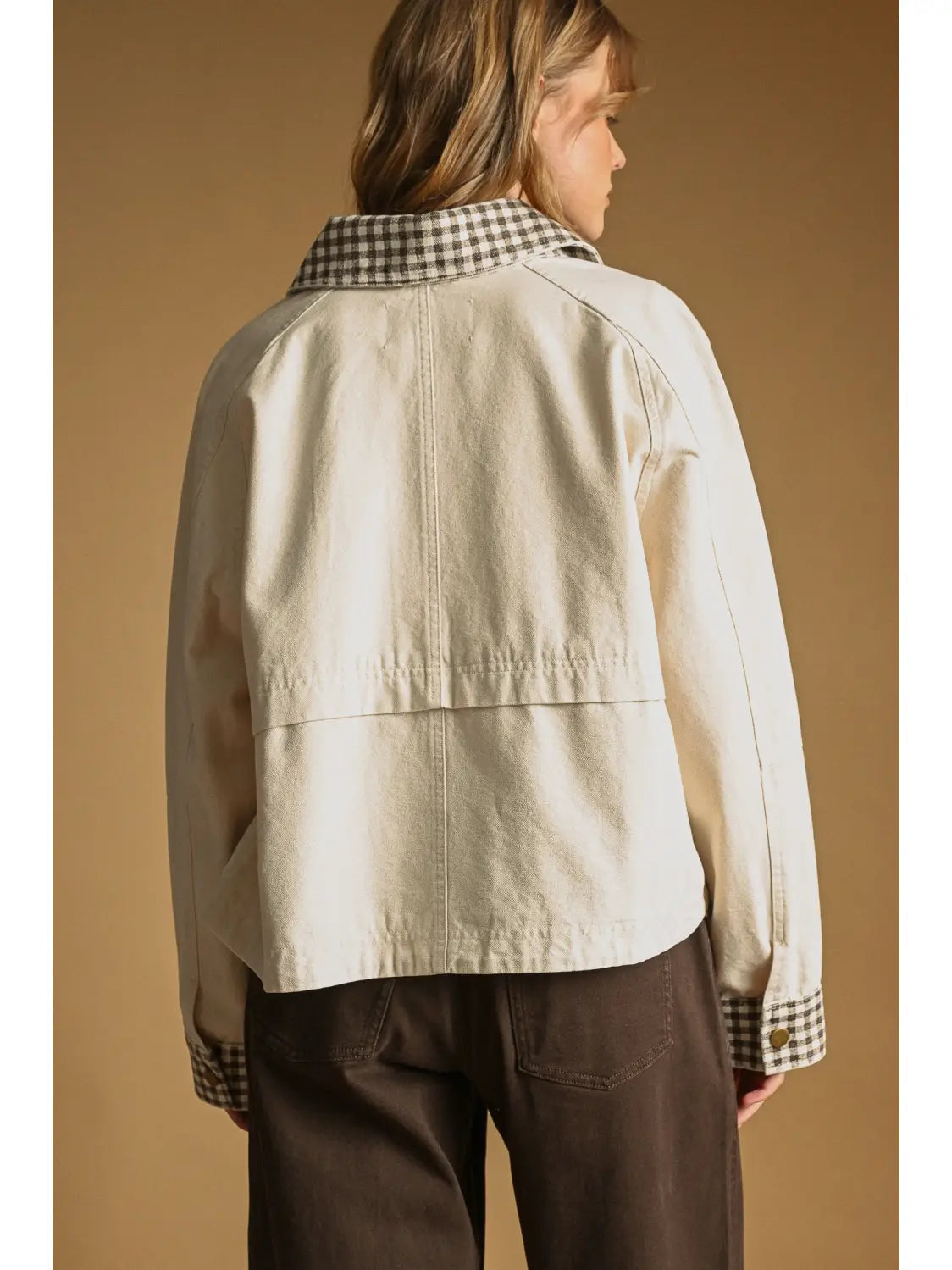 Gingham Collared Twill Jacket
