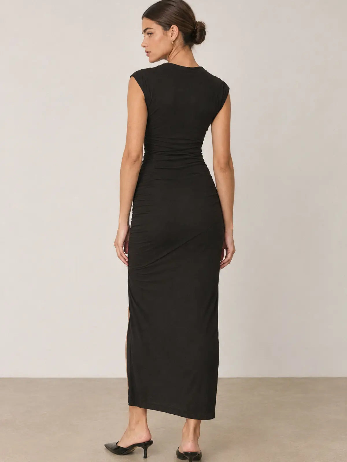 Mock Neck Midi Slit Dress