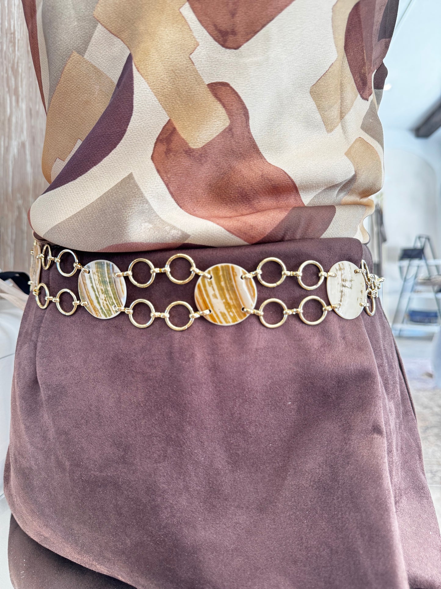 Amber Links Gold Chain Belt