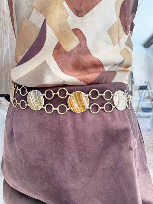 Amber Links Gold Chain Belt