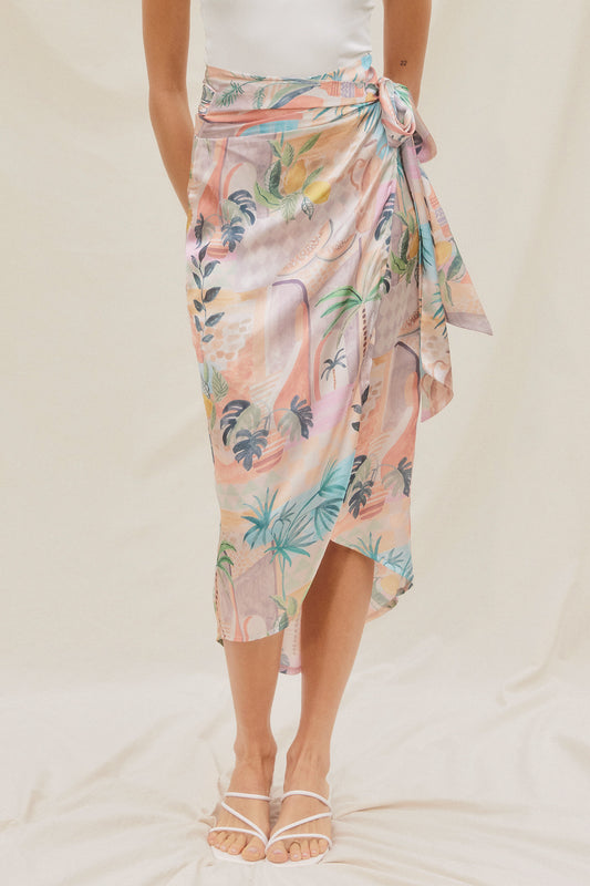 Palm Springs Trip Wrap Midi Skirt