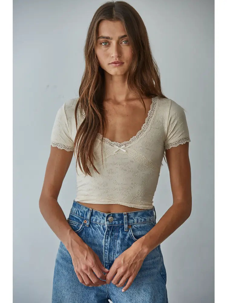 Vanilla Latte Knit Jacquard Seamless Top