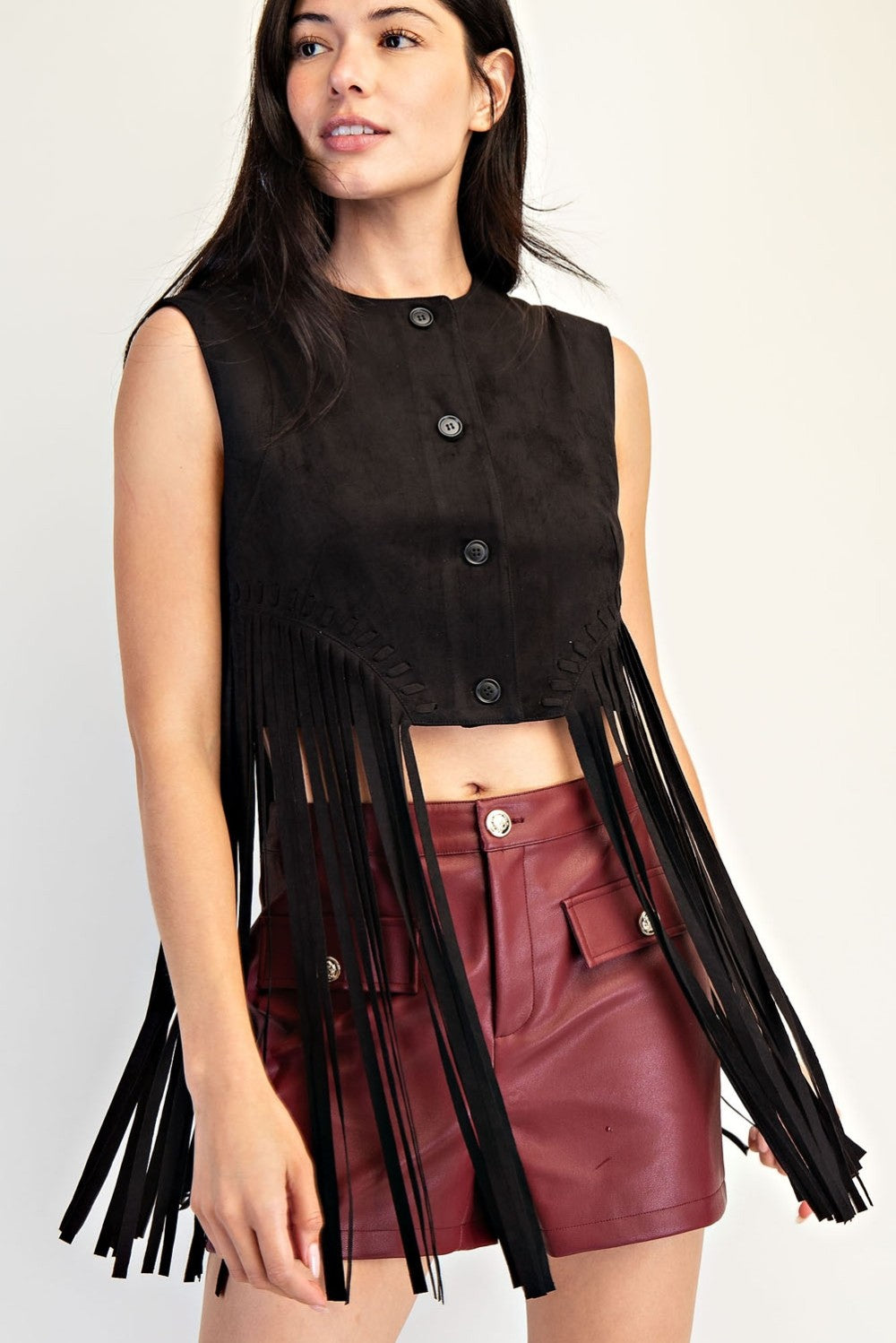 Say It Ain't So Fringe Vegan Suede Vest