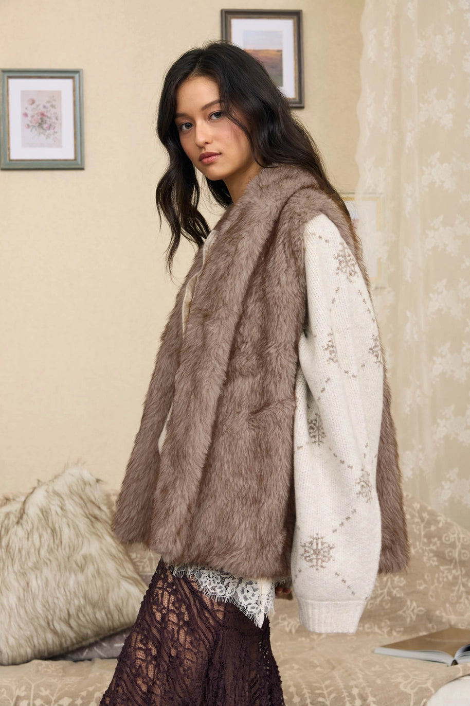 The Aspen Fur Trim Cardigan
