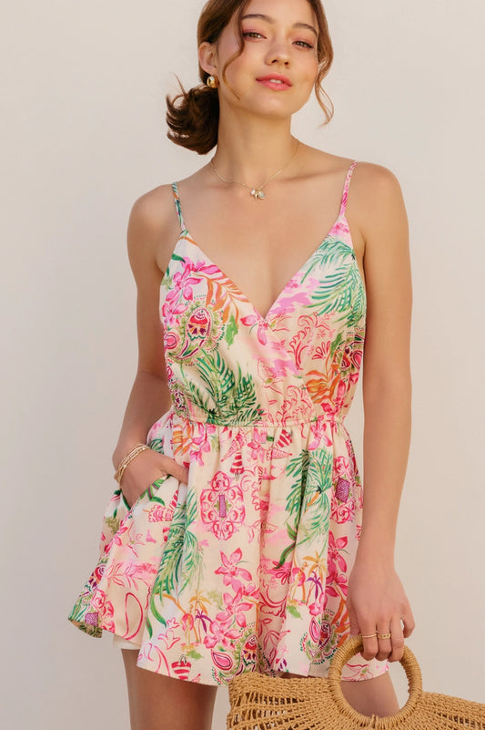 Mango Hibiscus Romper
