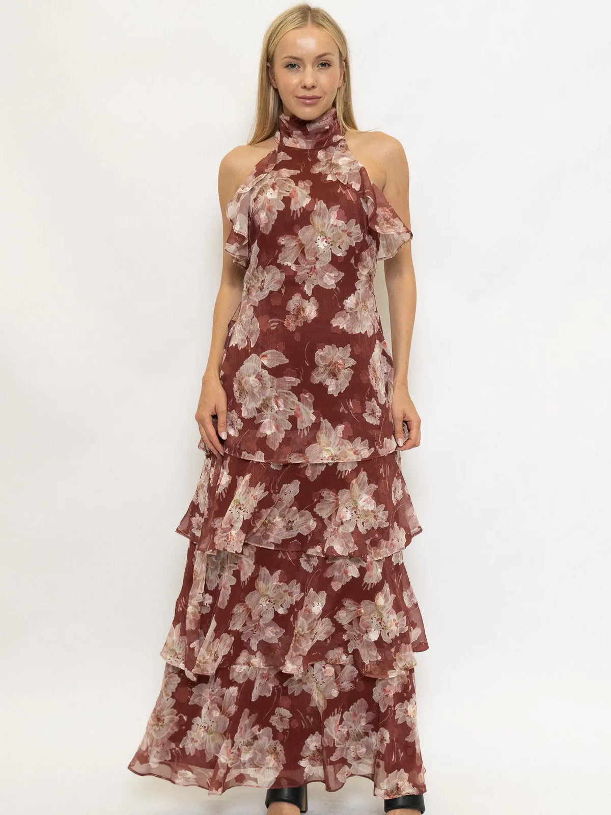Red Red Wine Floral Maxi Dress