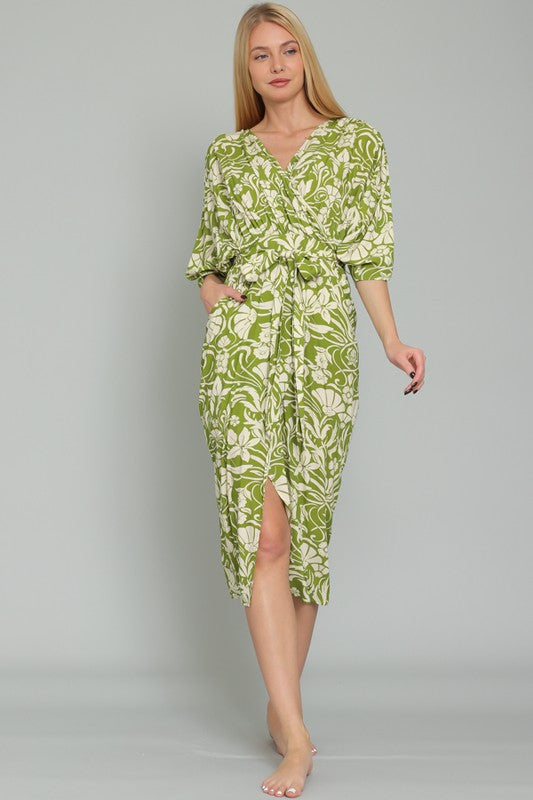 Palmas Kimono Sleeve Midi Dress