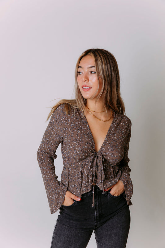 SWEET TO THE CORE FRONT-TIE BLOUSE