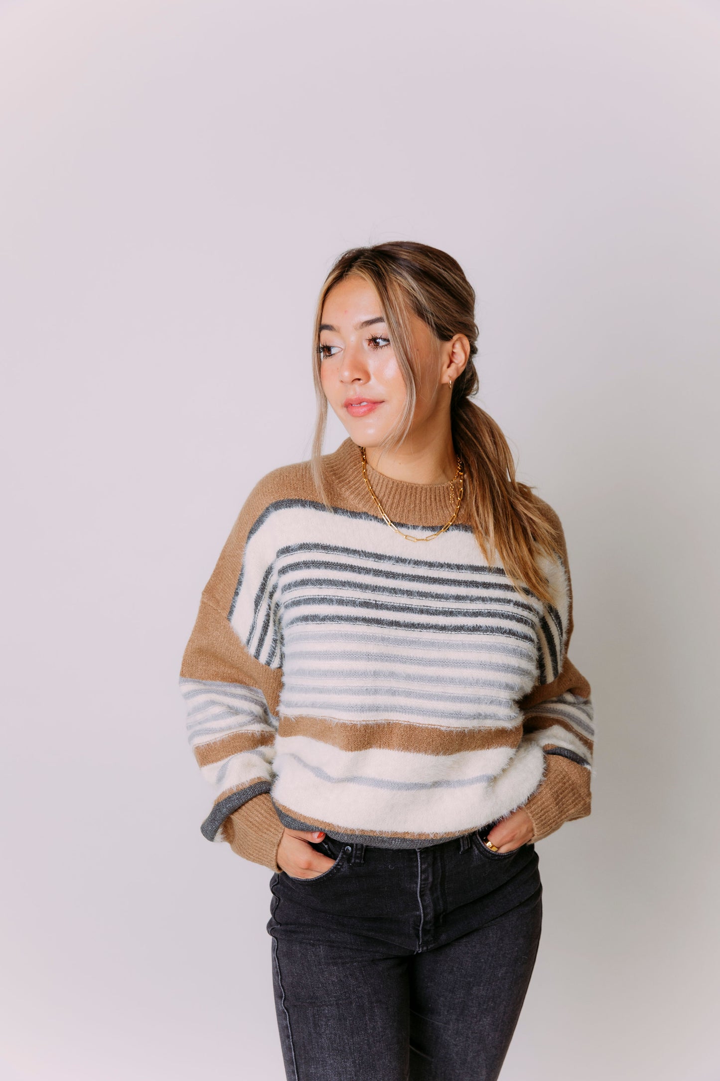 SWEATER WEATHER STRIPED SWEATER TOP