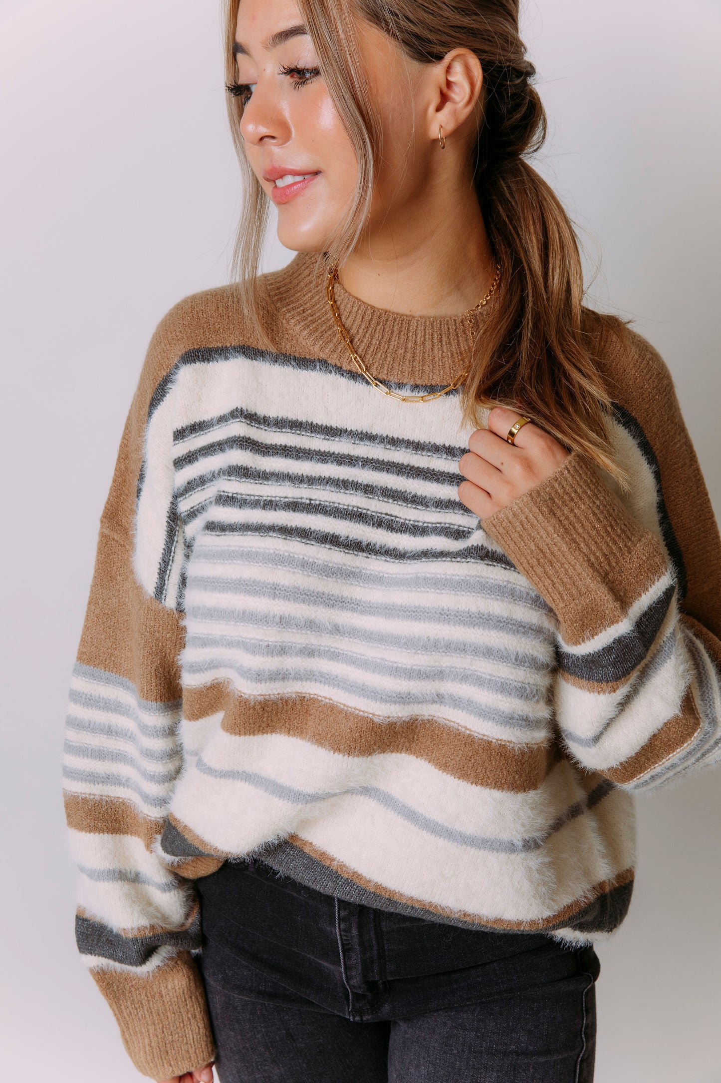 SWEATER WEATHER STRIPED SWEATER TOP