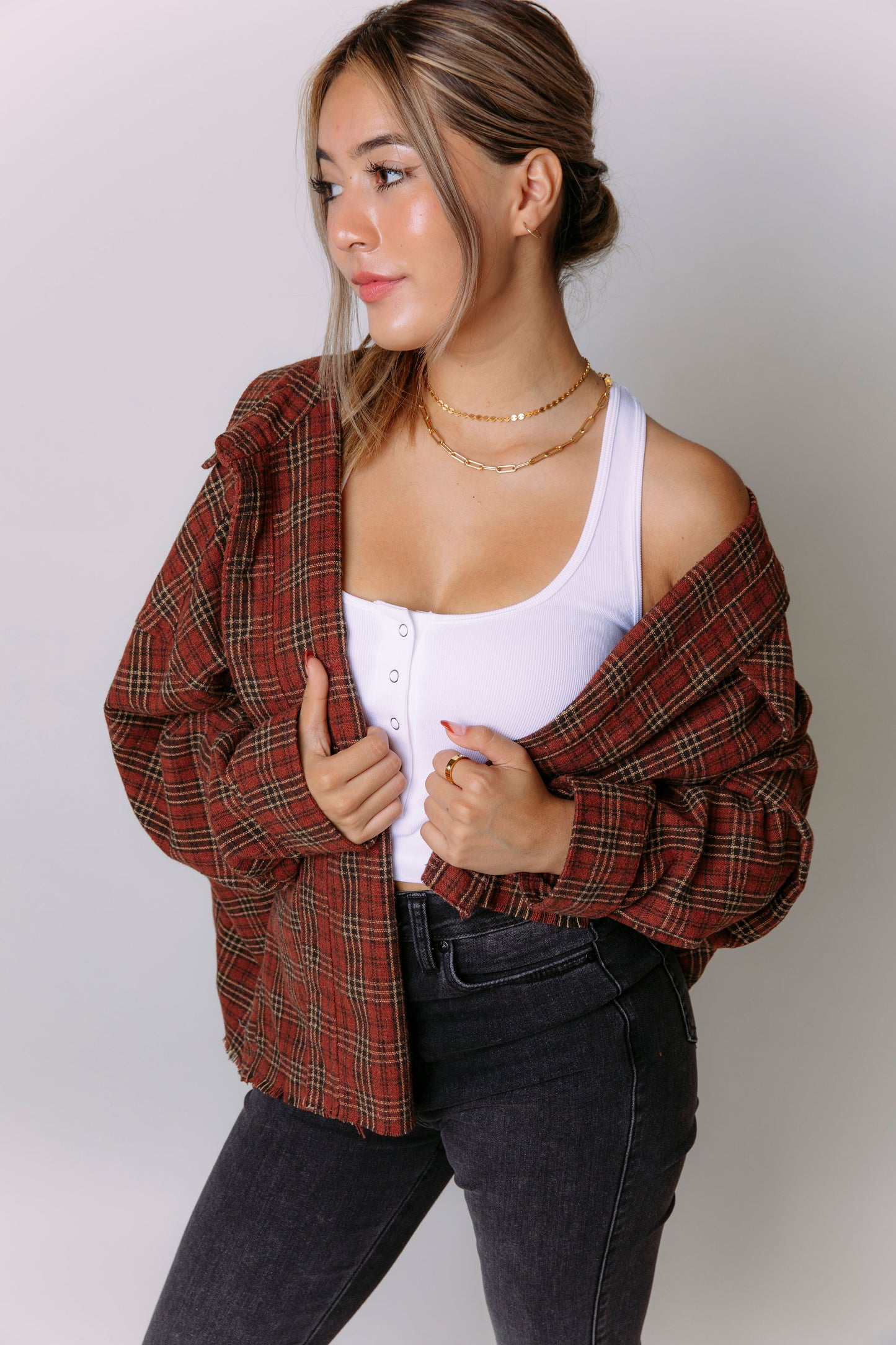 FIRESIDE WITH YOU CROPPED FLANNEL