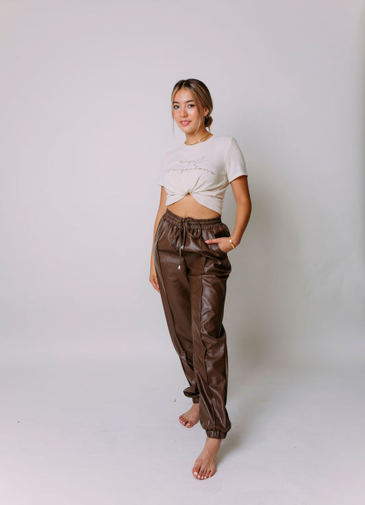 L.A. NIGHTS FAUX LEATHER JOGGER