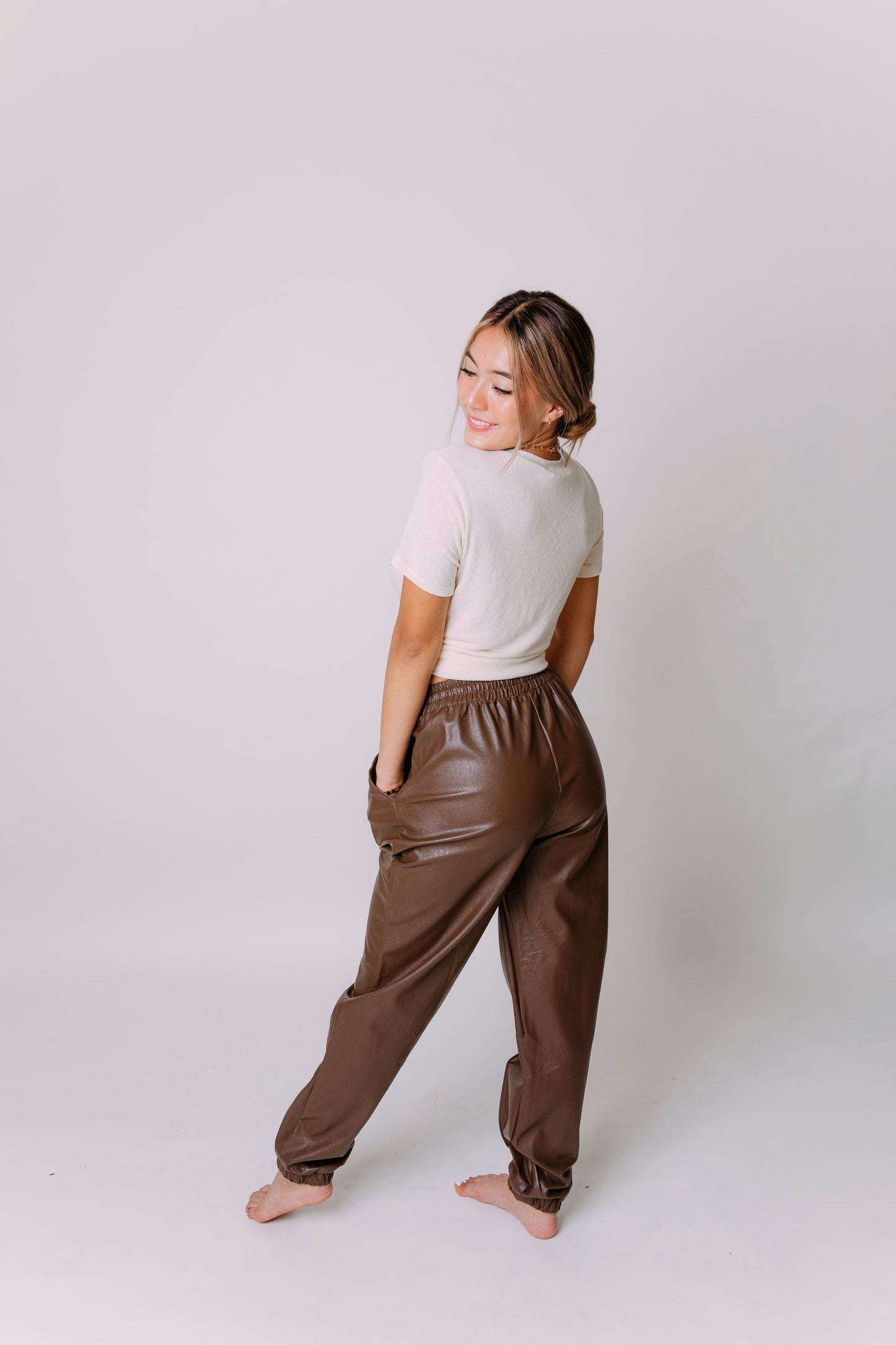 L.A. NIGHTS FAUX LEATHER JOGGER