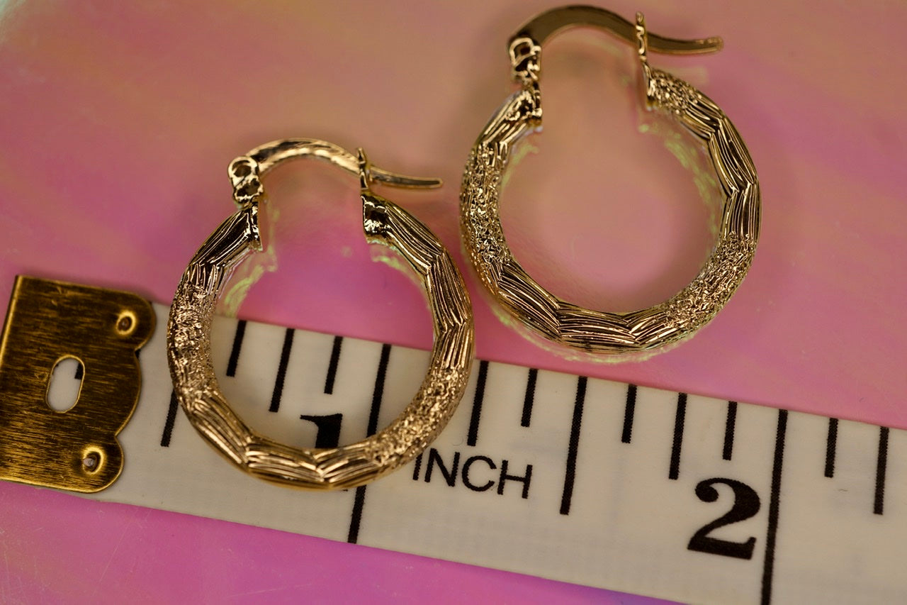 Small Texturized Gold-Plated Hoops