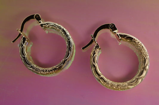 Small Texturized Gold-Plated Hoops