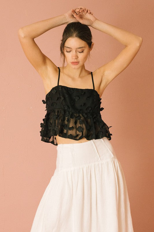 FORGET ME NOT BLACK FLORAL TOP