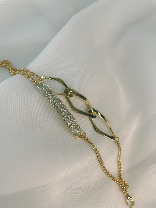 Clear Rhinestone Double Chained Bracelet