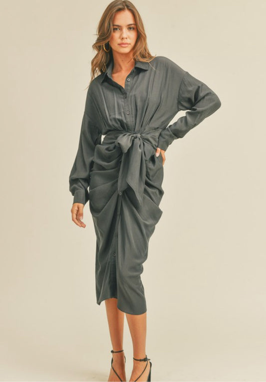 Seducing Silk Shirt Dress