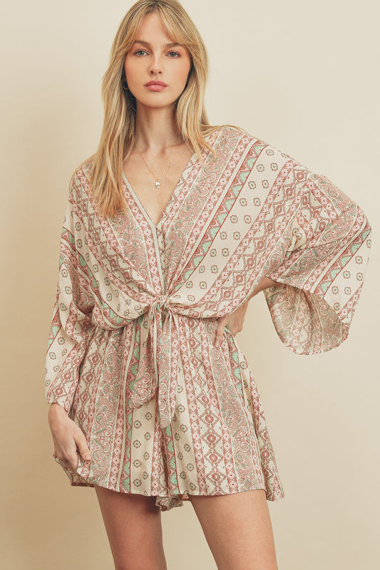 Pink Bahamas Tie-Accent Romper