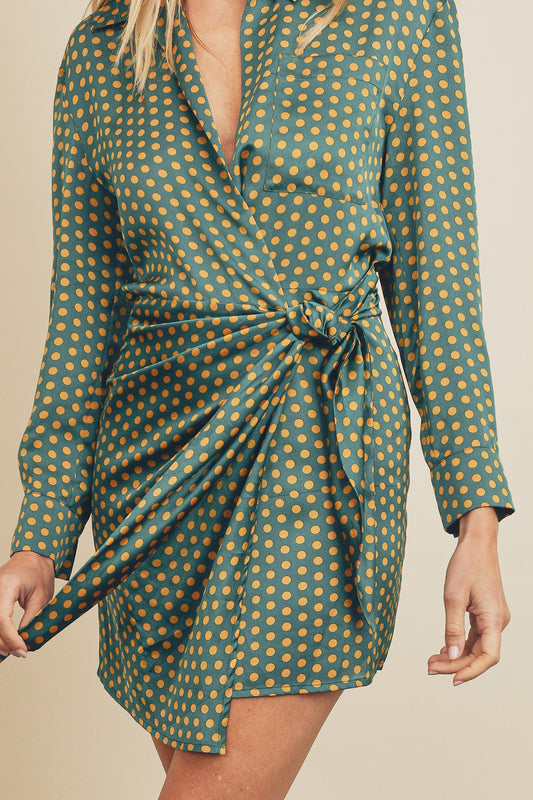 Connect the Dots Satin Shirt Dress