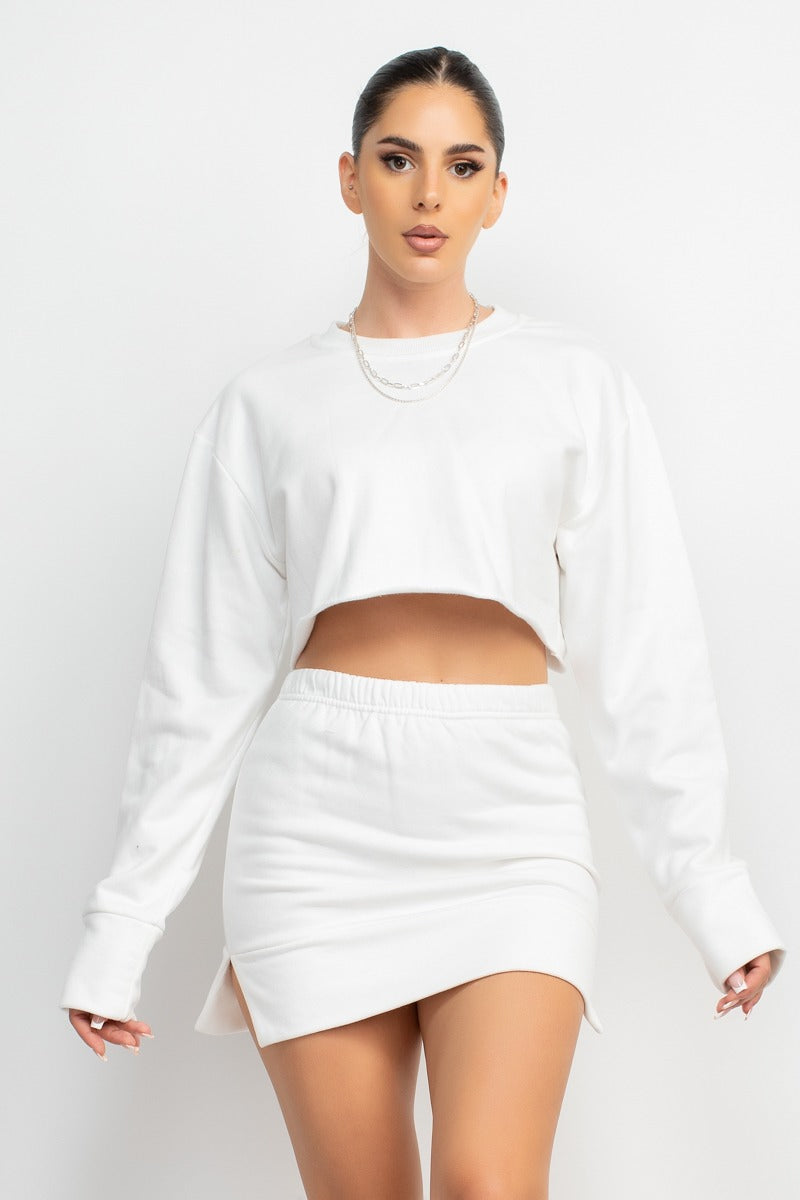 Cold Foam Neck Sweater and Skirt Set