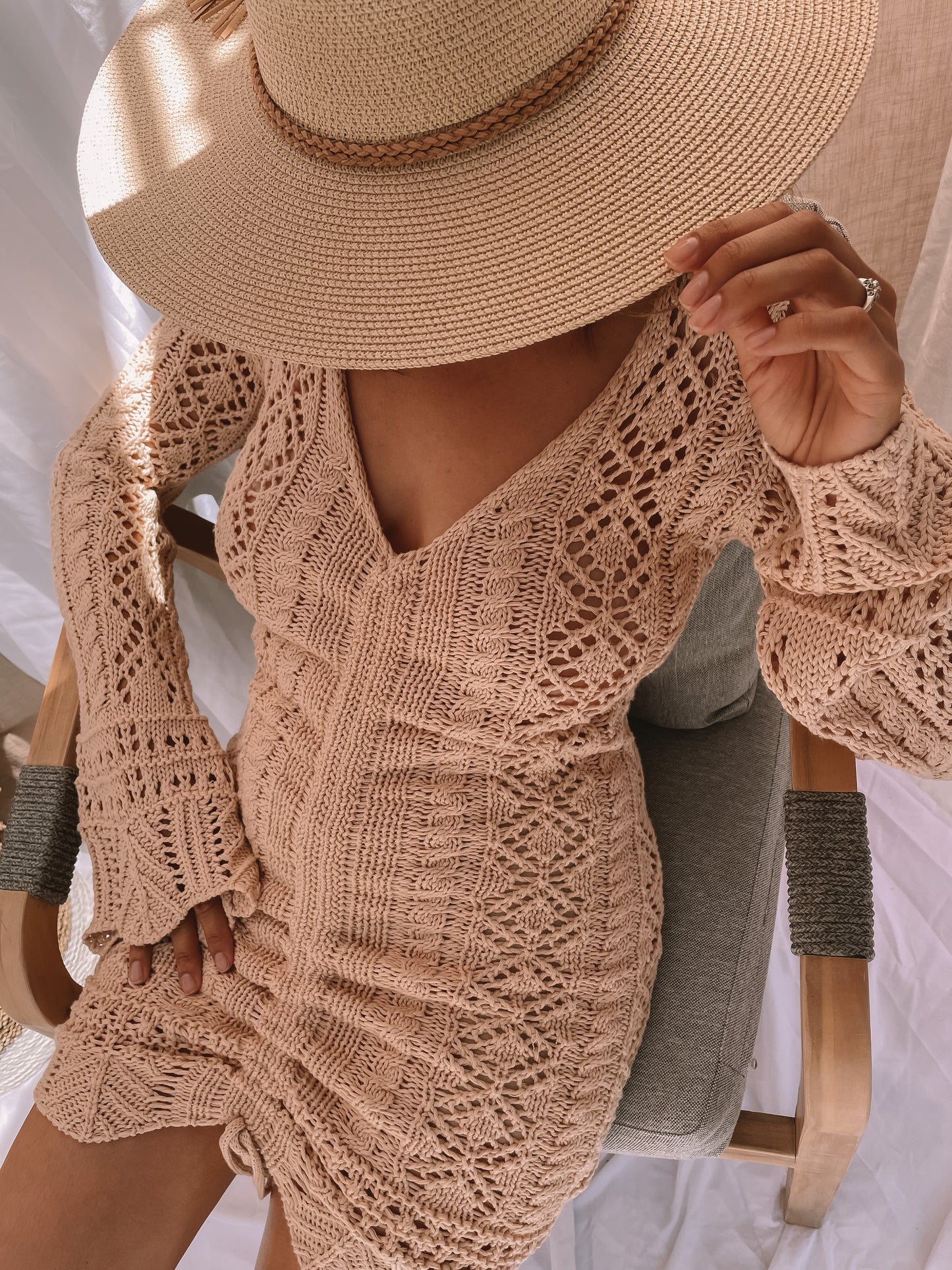 Felicia Bell Sleeve Crochet Dress