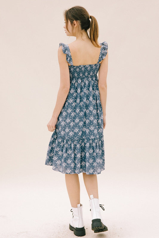 Blue Floral Cotton Sundress