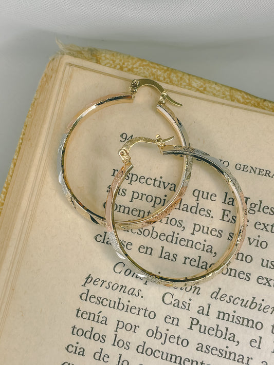 Neapolitan Tri-Color Gold-Plated Mid-Size Hoops