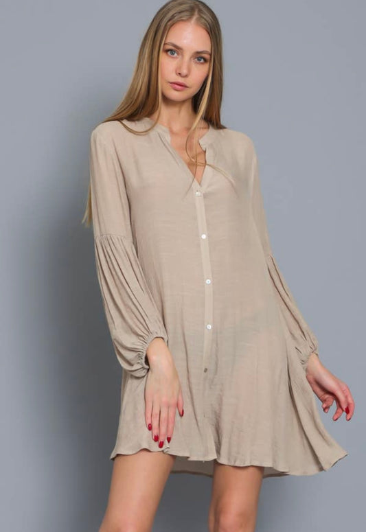 Luscious Sand Shirt Dress