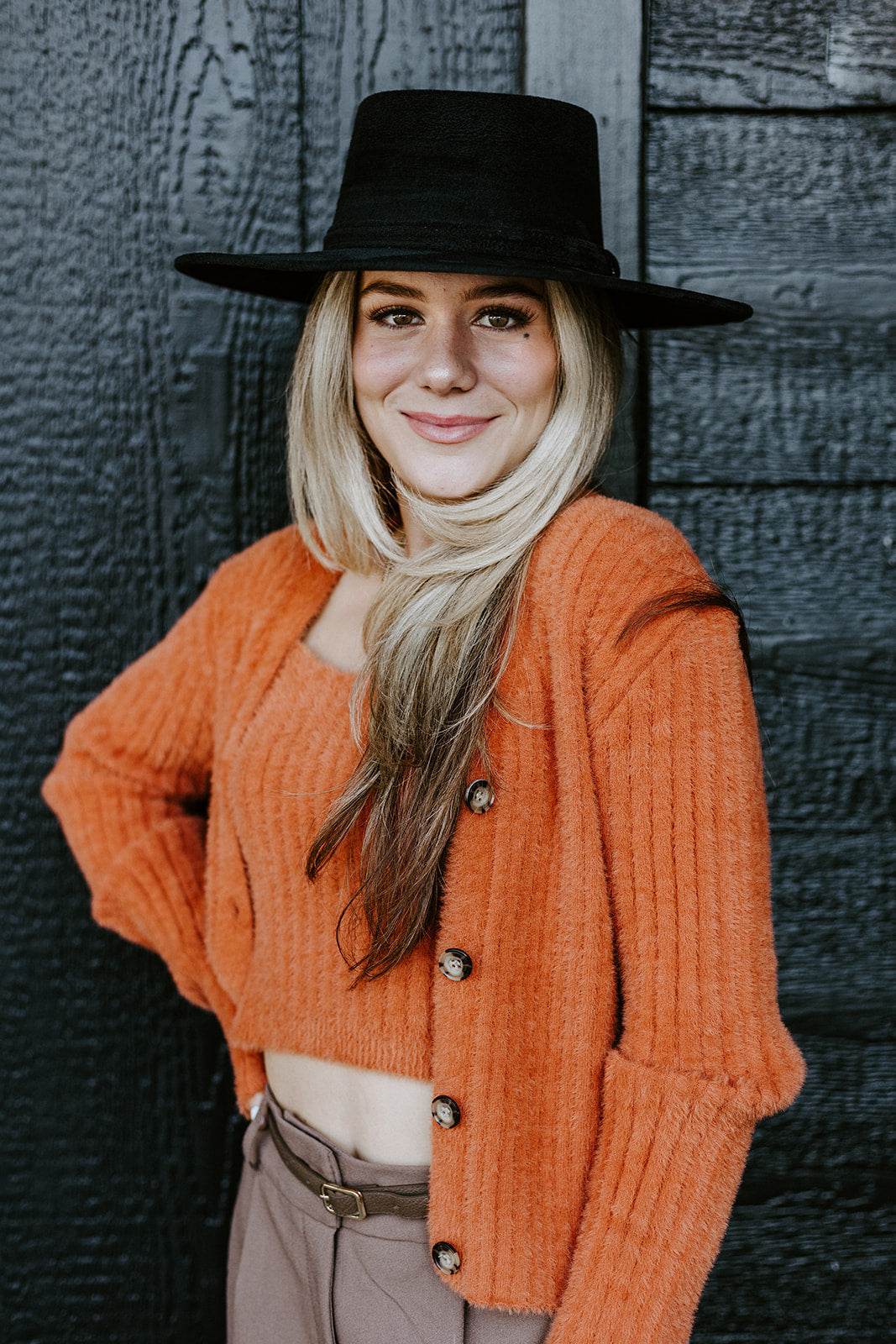 Pumpkin Spice Crop Sweater 2-Piece Set