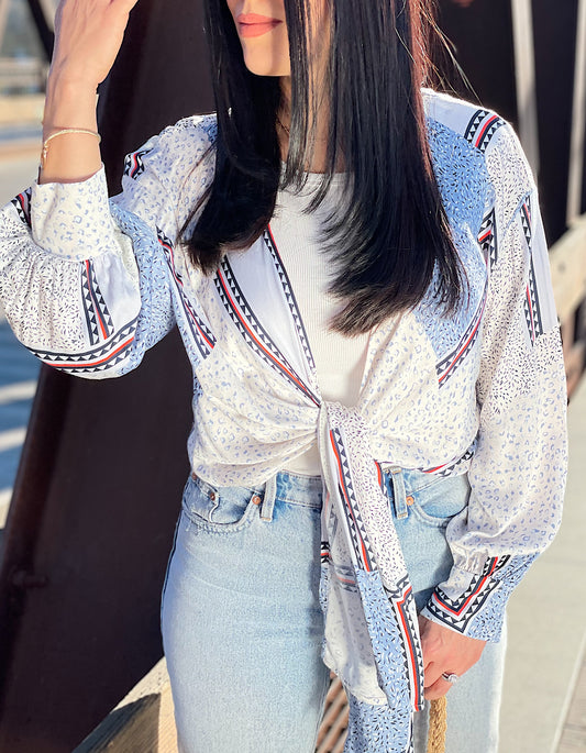 MOSAIC PRINT SATIN TOP