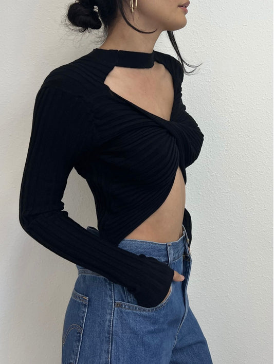 Just Black Open Back Twist Sweater