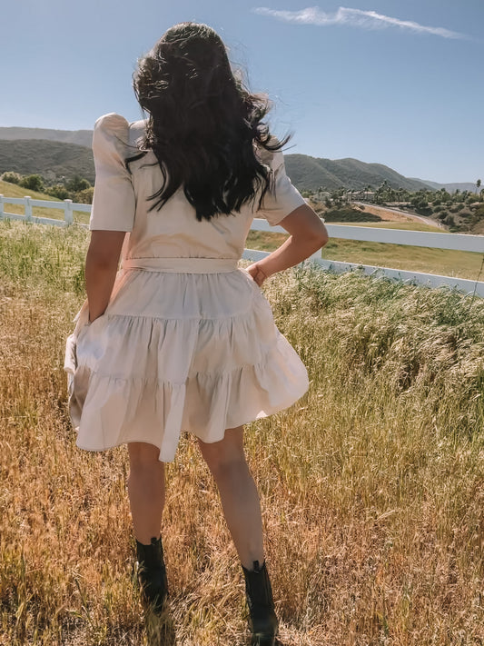 Crème de la Crème Poplin Tiered Knee Dress
