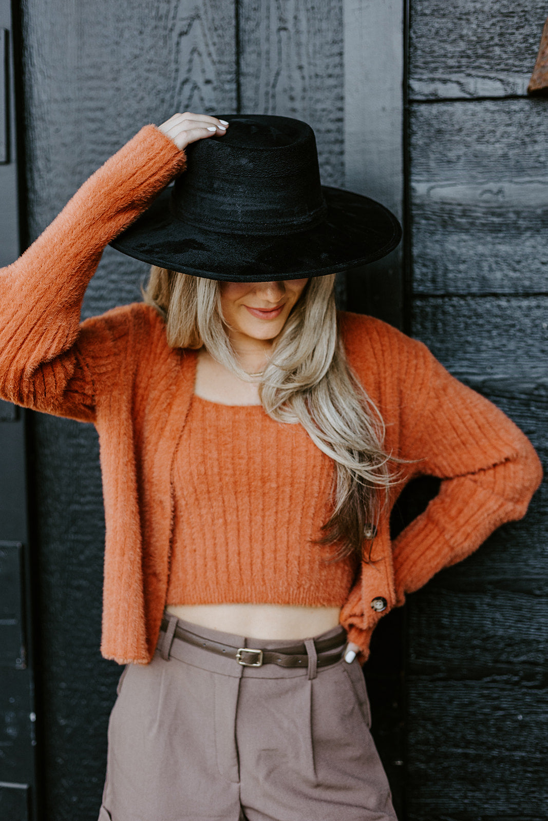 Pumpkin Spice Crop Sweater 2-Piece Set