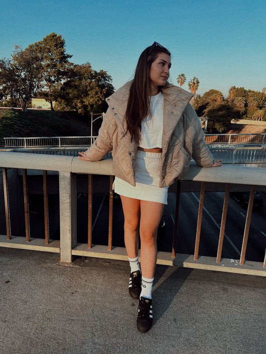 Cold Foam Neck Sweater and Skirt Set
