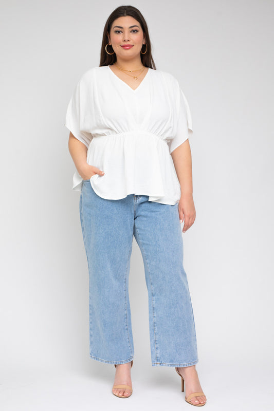 Like a Cloud V-neck Peplum Top (PLUS SIZE)