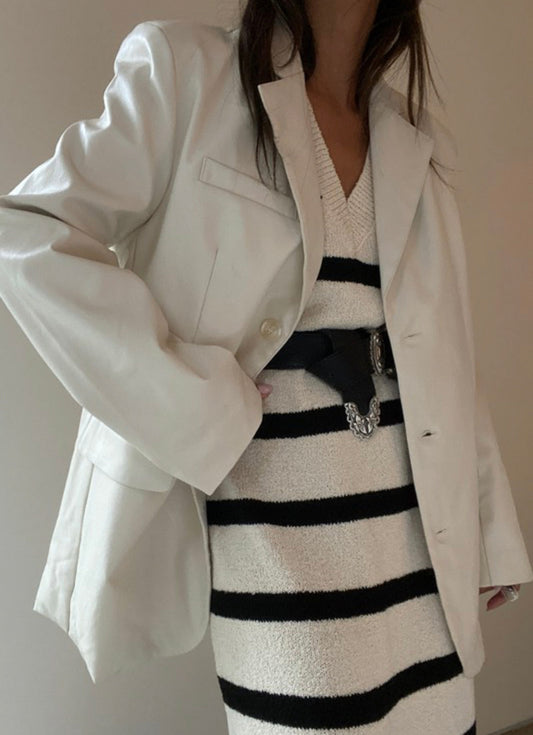 Chai Faux Leather Blazer